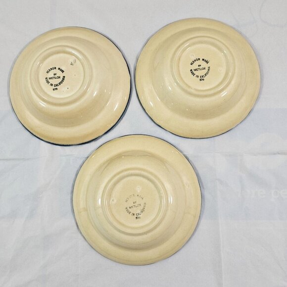 Metlox Poppytrail Vernon Ware California Gigi Rim Appetizer Dessert Plates – 3 - Picture 10 of 14